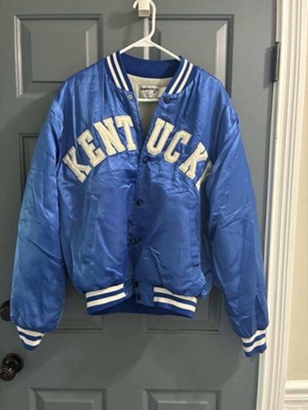Vintage Kentucky Wildcats Satin Jacket Mens Lg Blue Swingster Football NCAA Rare